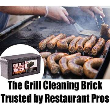 Heavy Duty Grill Cleaning Brick 1 Pack. Commercial Grade Pumice Stone Tool Cleans & Sanitizes Restaurant Flat Top Grills or Griddles. Remove Grease Stains and Dirt Without Harsh Chemicals or Abrasives