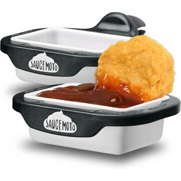 Saucemoto Dip Clip | An in-car sauce holder for ketchup and dipping sauces. As seen on Shark Tank (2 Pack, Black)