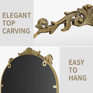 PAIHOME Arched Mirror, 19x30 Inch Antique Mirror Vanity Gold Wall Decor Mirror Metal Frame Wall Mounted Mirror for Home Entryway Leaning