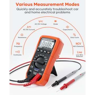 Crenova MS8233D Multimeter 6000 Counts Digital Multimeter DC AC Volt Meter Ohm Volt Amp Tester Measures Voltage Current Resistance Capacitance Continuity Diode Duty-Cycle Frequency NCV Live Wire Test