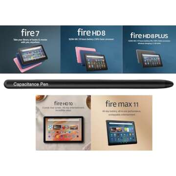 AMZ Fire Tablet Pen for AMZ Fire HD 10 Stylus Pen, Fire Max 11 Pen, Fire HD 8 Pen, Tablets Touch Screen Stylus Pen (Black)