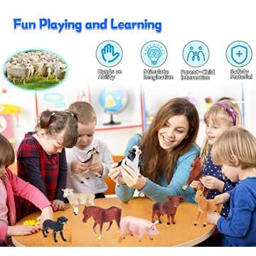 KECIABO Animal Figurines, Big Animal Toys, 8 Pcs Farm Animals Figurines Toys, Realistic Plastic Animals Playset, Educational Learning Toy Set for Kids Toddlers