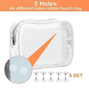 Everfunny 3 Packs Clear Bogg Beach Tote Bag with 2 Pack Insert Hooks Accessories for Bogg Bags Travel Makeup Clean Toiletry Brush Organizer Cosmetic Divider Storage Inner Pouch