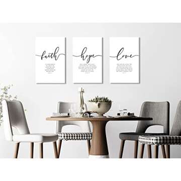 Scripture Quote Hebrews 11 Poster and Prints Faith Hope Love Bible Verse Wall Art Canvas Framed Painting Artwork 3 Pieces Home Decoration for Living Room Christian Bedroom