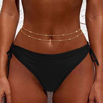 FIBO STEEL 18K Gold Plated Waist Chains Body Chains for Women Stainless Steel Bikini Belly Chains Layered Summer Beach Body Jewelry Adjustable DiscN