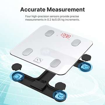 FITINDEX Smart Scale for Body Weight, Bluetooth Body Fat Scale with BMI, Muscle Mass, 13 Body Composition, Digital Bathroom Scale, 400lb - FSA HSA Eligible, White