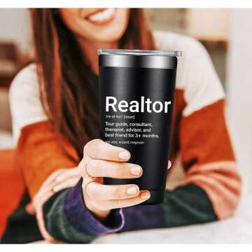 Realtor Tumbler with Lid and Straw for Real Estate Agent, Realtor Gifts 20 OZ Vacuum Insulated Stainless Steel Travel Coffee Mug Double Wall Water Cup