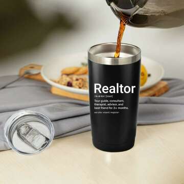 Realtor Tumbler with Lid and Straw for Real Estate Agent, Realtor Gifts 20 OZ Vacuum Insulated Stainless Steel Travel Coffee Mug Double Wall Water Cup