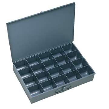 Durham 111-95-IND Gray Cold Rolled Steel Individual Large Scoop Box, 18" Width x 3" Height x 12" Depth, 20 Compartment