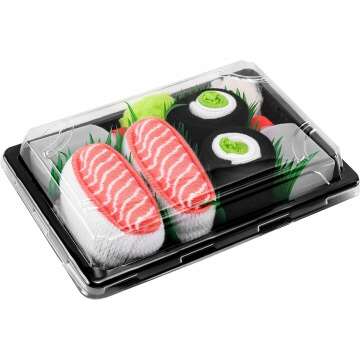 Rainbow Socks - Men's Women's - Sushi Socks Box Salmon Cucumber Maki - 2 Pairs