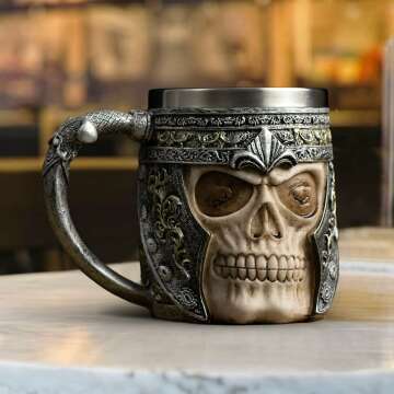 Viking Stainless Steel Skull Coffee Mug for Men