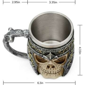 Viking Stainless Steel Skull Coffee Mug for Men