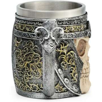 Viking Stainless Steel Skull Coffee Mug for Men