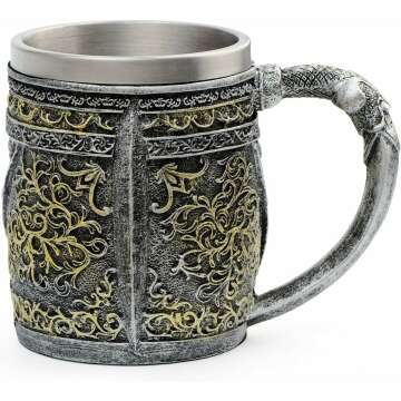 Viking Stainless Steel Skull Coffee Mug for Men