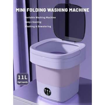 Portable washing machine,Mini Washer, 9L upgraded large capacity foldable Washer.Deep cleaning of underwear, baby clothes and other small clothes.Suitable for apartments, dormitories, hotels.(Purple)