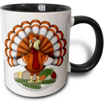 Cute Large Orange Thanksgiving Turkey Mug - Perfect for Fall