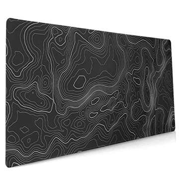 keepcute Topographic Mouse Pad, Large Gaming Mouse Pad, Topographic Desk Mat, Non-Slip Computer Keyboard Mouse Pad Map Lines Contour for Home Office Gaming Work, 35.4 X15.7 in