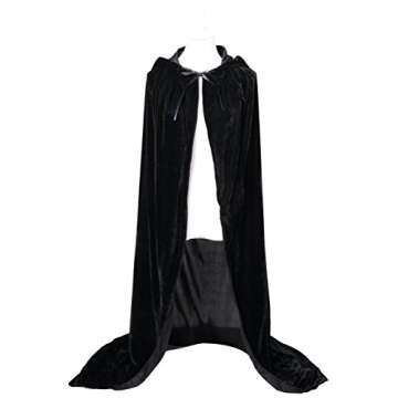 VGLOOK Unisex Adult Long Hooded Velvet Halloween Costumes Cloak Cape Medium Black