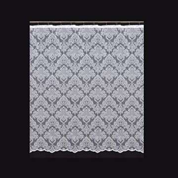 Romance Lace Damask Lace Fabric Shower Curtain, 70 X 72 Long (White)