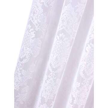 Romance Lace Damask Lace Fabric Shower Curtain, 70 X 72 Long (White)