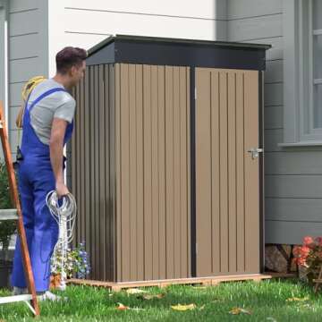 Polar Aurora Outdoor Storage Shed, 5 x 3 FT Metal Tool Shed Lockable Storage Garden House with Door & Lock, for Backyard Garden Patio Lawn (5 * 3 ft)