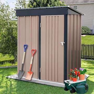 Polar Aurora Outdoor Storage Shed, 5 x 3 FT Metal Tool Shed Lockable Storage Garden House with Door & Lock, for Backyard Garden Patio Lawn (5 * 3 ft)