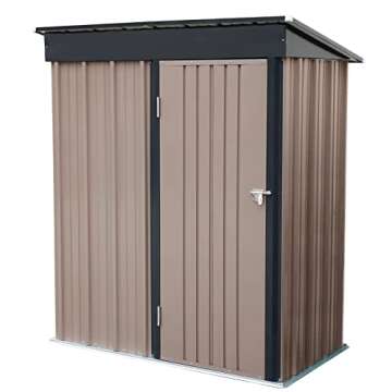 Polar Aurora Outdoor Storage Shed, 5 x 3 FT Metal Tool Shed Lockable Storage Garden House with Door & Lock, for Backyard Garden Patio Lawn (5 * 3 ft)