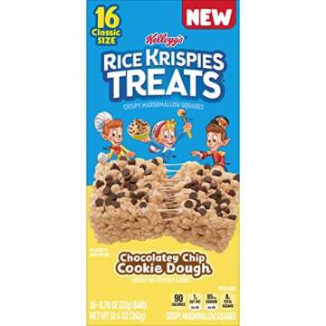 Rice Krispies Treats Marshmallow Snack Bars, Lunch Snacks, Kids Snacks, Chocolatey Chip Cookie Dough, 12.4oz Box (16 Bars)