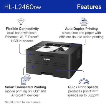 Brother HL-L2460DW Monochrome Laser Printer - Mobile Ready