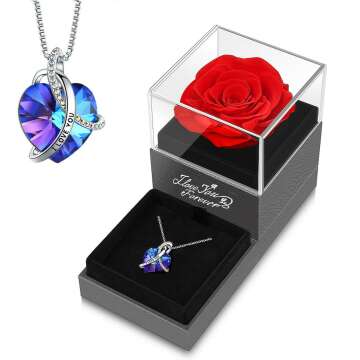 Red Rose & Heart Necklace Gift Set for Women