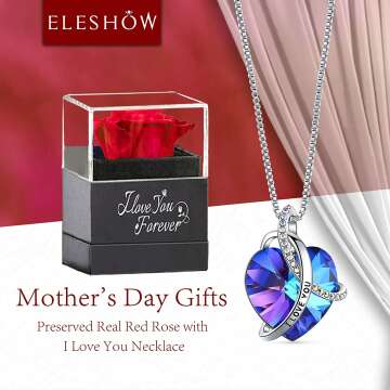 Red Rose & Heart Necklace Gift Set for Women