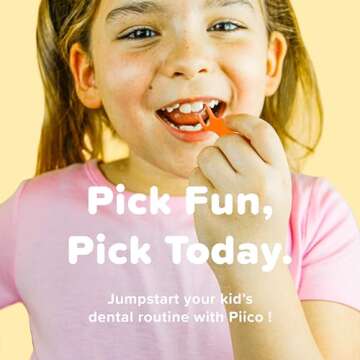 Piico Unflavored Kids Floss - No Fluoride Dual Line Dental Floss Picks - Fun Oral Care in Colorful Floss Sticks Design - Kids Flossers Avoid Tooth Decay & Gum Disease - 80 Count Zoo