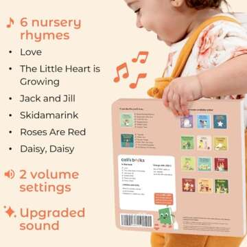 Cali's Books Love Nursery Rhymes USB-C Rechargeable Musical Book | Gifts for 1 Year Old Girl, Toddler Valentines, Interactive Books for 1 Year Old, Valentines Day Gifts for Toddlers