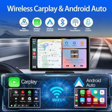 Wireless Car Stereo Compatable with Apple CarPlay and Android Auto,7" HD Portable Bluetooth CarPlay Touch Screen for Car,with Backup Camera Car Play for All Cars Vehicle Overhead Video