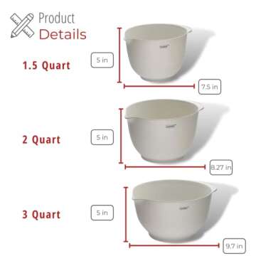 husMait Durable Nesting Melamine Plastic Mixing Bowls - Dishwasher Safe Kitchen Bowls for Cooking, Mixing or Baking Bread, Eggs, Food, or Cookies - Great for Snacks or Kitchen Prep - 3 PC