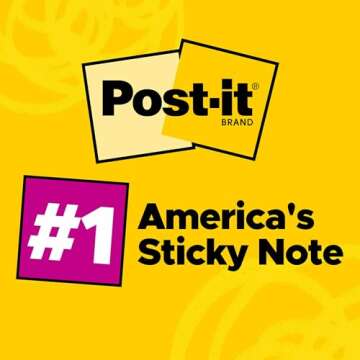 Post-it Notes, 3 in x 3 in, 4 Sticky Note Pads, 50 Sheets per Pad, Beachside Café Collection, School Supplies and Office Products