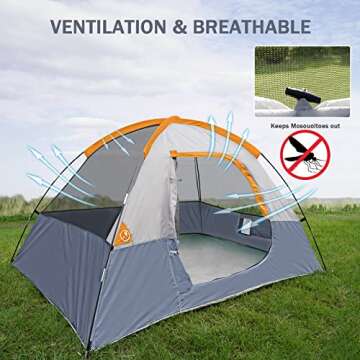 Camping Tent 2 Person, Waterproof Windproof Tent with Rainfly Easy Set up-Portable Dome Tents for Camping