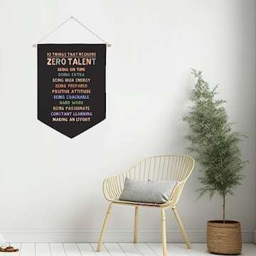 10 Things That Require Zero Talent Canvas Flag Motivational Inspirational Wall Art Decor Pennant Gift for Her Him Classroom Hanging Banners Kids Bedroom Sign Classroom Signs Banner Hanging Decor