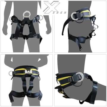 X XBEN Thicken Climbing Harness, Protect Waist Safety Harness Gear, Wider Half Body Harness for Roofing Fire Rescuing Rock Climbing Rappelling Tree Climb