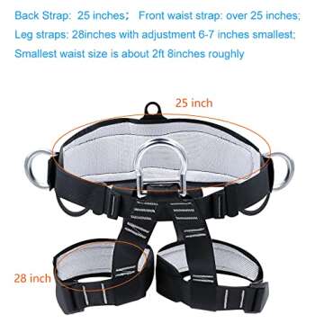 X XBEN Thicken Climbing Harness, Protect Waist Safety Harness Gear, Wider Half Body Harness for Roofing Fire Rescuing Rock Climbing Rappelling Tree Climb