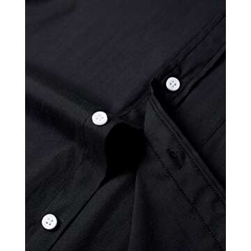 Men's Solid Black Oxford Shirt - Long Sleeve, Button-Down