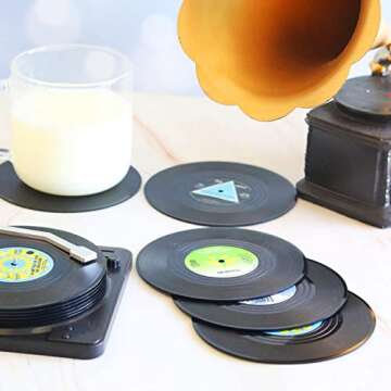 Funny Vinyl Record Coasters for Music Enthusiasts