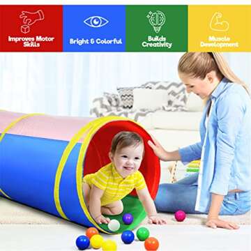 Hide N Side 6ft Crawl Through Play Tunnel Toy, Pop up Tunnel for Kids Toddlers Dogs Babies Infants & Children Gift Indoor & Outdoor Action Toy Tunnel