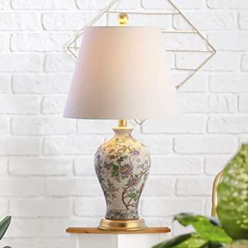 JONATHAN Y JYL3009A Grace 24" Floral LED Table Lamp Classic Cottage Bedside Desk Nightstand Lamp for Bedroom Living Room Office College Bookcase LED Bulb Included, Multicolor