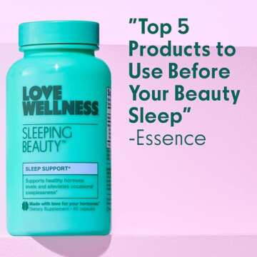 Love Wellness Sleeping Beauty | Sleep Support with Melatonin, Magnesium & L-Theanine | Promotes Restful Sleep, Relaxation & Calmness | Organic Valerian Root Powder & Lemon Balm | 60 Count