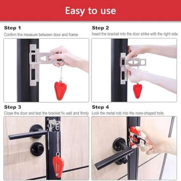 Portable Door Lock & Door Stop Alarm Set, Dual Protection Home Security Door Kit, Travel Hotel Door Lock Devices Pocket Self Defensey Tools for Traveling Hotel Home Apartment,Red