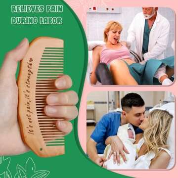 Arrozon Birth Comb for Women Labor, Wooden Labor Comb Natural Labor and Delivery Essentials, Birthing Comb Labor Gifts for Pregnant Women, Wood Comb Baby Shower Gifts (Designed for Moms)