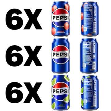 Pepsi Summer 3 Flavor Variety Pack (Pepsi, Pepsi Peach, Pepsi Lime), 12 Fl Oz Cans (Pack of 18)