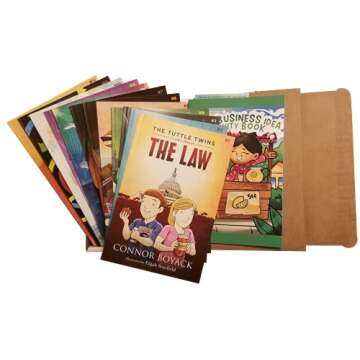 The Tuttle Twins Set of 12 by Connor Boyack & Bonus Activity Book, The Law, Miraculous Pencil, Food Truck Fiasco, Road to Surfdom, Golden Rule, Fate of the Future, Education Vacation, Leviathan Crisis