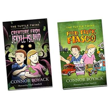 The Tuttle Twins Set of 12 by Connor Boyack & Bonus Activity Book, The Law, Miraculous Pencil, Food Truck Fiasco, Road to Surfdom, Golden Rule, Fate of the Future, Education Vacation, Leviathan Crisis